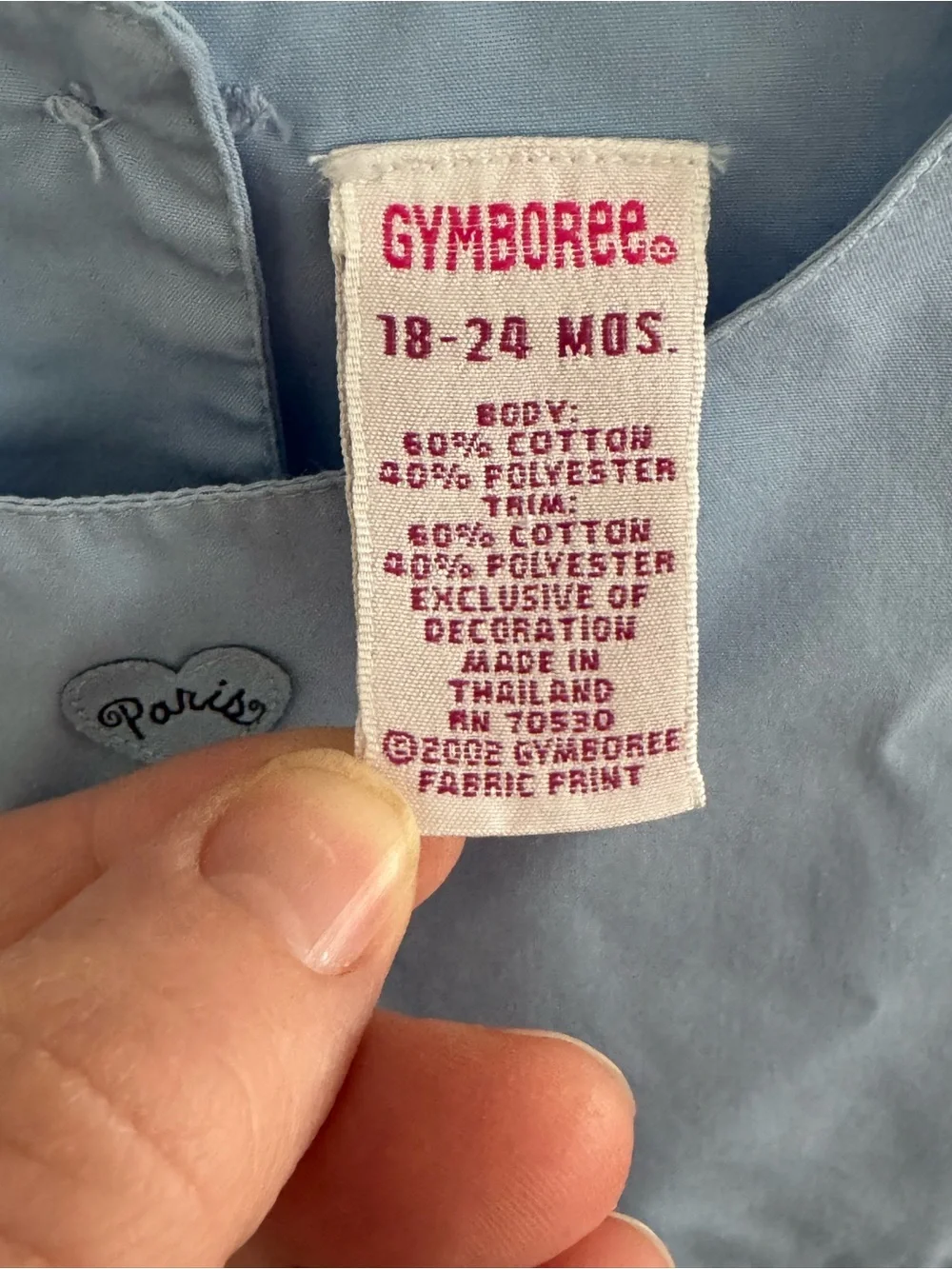 Vintage Gymboree Light Blue Sleeveless Pleated Dress with Navy Stripe Hem